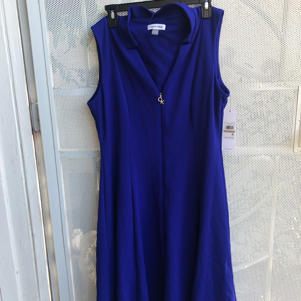 Calvin Klein Royal Blue Sleeveless V-Neck Dress
